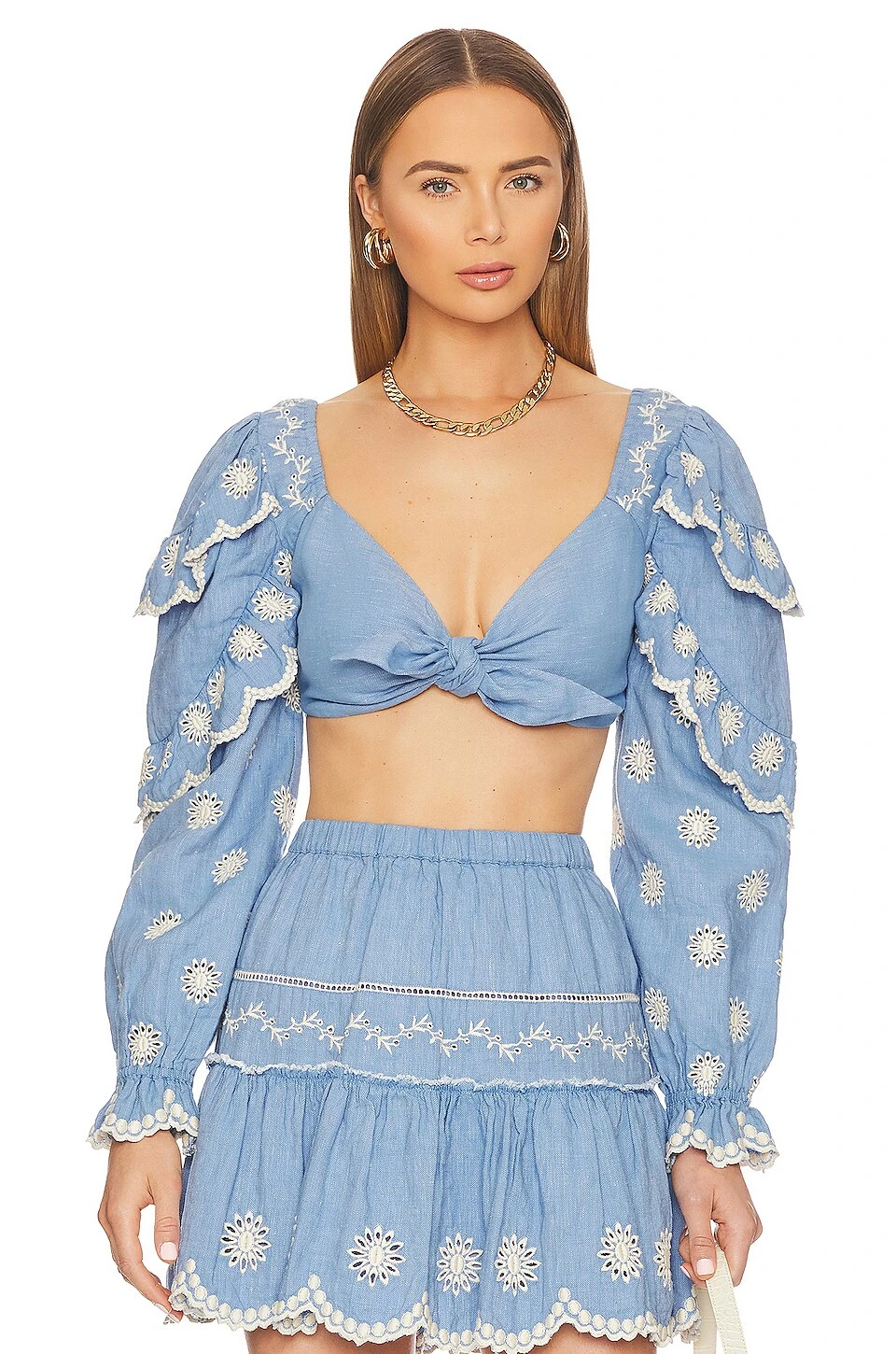 LoveShackFancy Milanti Crop Top Faded Hydrangea 3 LoveShackFancy Milanti Crop Top Faded Hydrangea