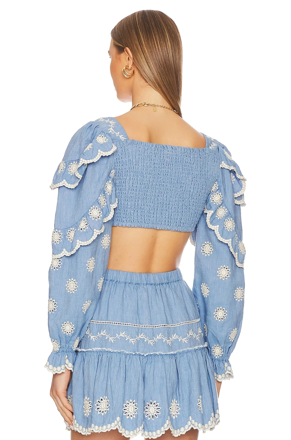 LoveShackFancy Milanti Crop Top Faded Hydrangea 5 LoveShackFancy Milanti Crop Top Faded Hydrangea - Image 3