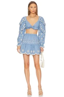 LoveShackFancy Milanti Crop Top Faded Hydrangea 9 LoveShackFancy Milanti Crop Top Faded Hydrangea -LoveShackFancy Shop LESH WS262 V4