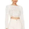LoveShackFancy Lautner Crop Top True White -LoveShackFancy Shop LESH WS271 V1