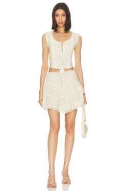 LoveShackFancy Corvelle Bustier Top Hazy Sun 9 LoveShackFancy Corvelle Bustier Top Hazy Sun -LoveShackFancy Shop LESH WS276 V4