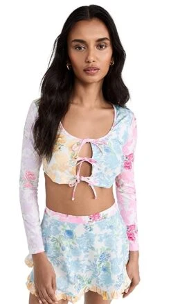 LoveShackFancy Fontina Ultra Crop Cardigan Rash Guard -LoveShackFancy Shop lshac311421f805 1679669270520 2 0. UX357 QL90