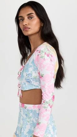 LoveShackFancy Fontina Ultra Crop Cardigan Rash Guard -LoveShackFancy Shop lshac311421f805 1679669270598 2 0. UX357 QL90